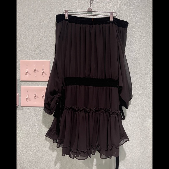 MISA Los Angeles Monique Off-the-Shoulder Chiffon Dress with Velvet - Picture 5 of 5